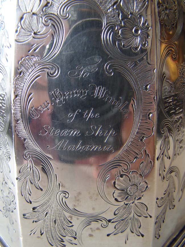 A historically important coin silver teapot presented to the Capt. of the Steamship ALABAMA in 1841 — image 3